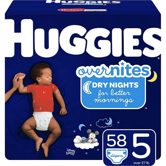 Huggies Overnites Nighttime Diapers, Size 5, 58 Ct Size 5 (Pack of 58) NEW Giga Jr Pack