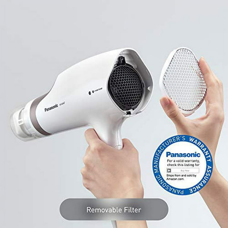 Panasonic Nanoe Salon Hair Dryer Styling 3 Hair Concentrator QuickDry Healthy Diffuser Easy EH-NA67-W and Heat Attachments, (White) Nozzle, Speed for Oscillating Settings with - and