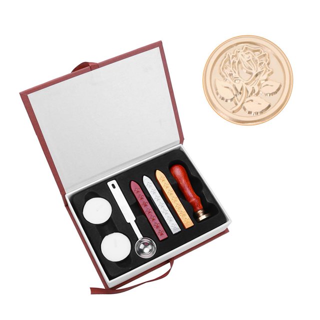 Cuadros Decorativos Juego de sellos de cera de lacre de rosa vintage Caja de regalo Suministro de sobres de boda (m030) DQrwqpou Nuevos Originales