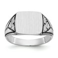 thumbnail image 1 of Solid 14k White Gold Antiqued-Style Engravable Signet Ring (11mm) - Size 8, 1 of 1