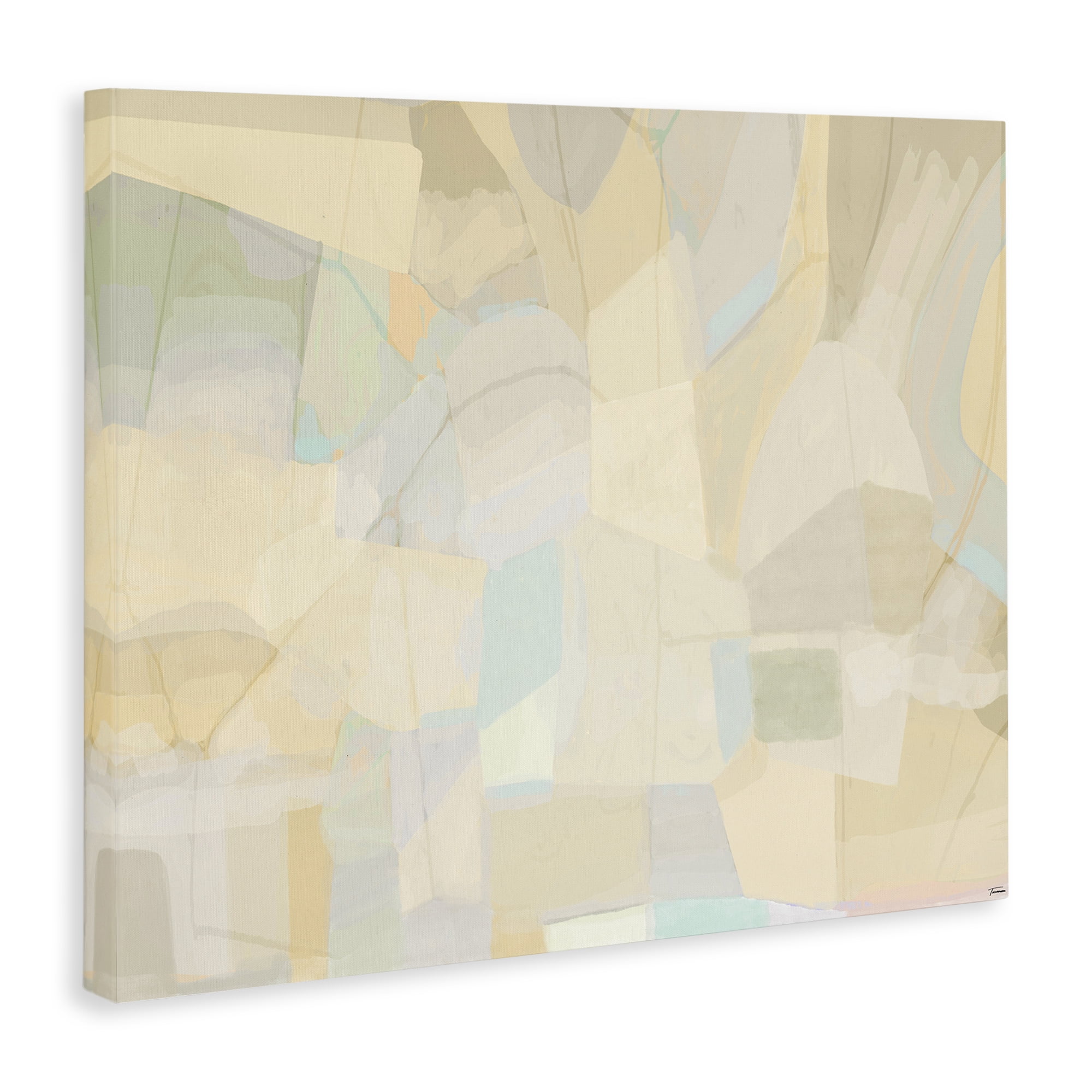 Stupell Industries Neutral Geometric Pattern Abstract Painting Gallery Wrapped Canvas Art Print Wall Art, 48 x 36