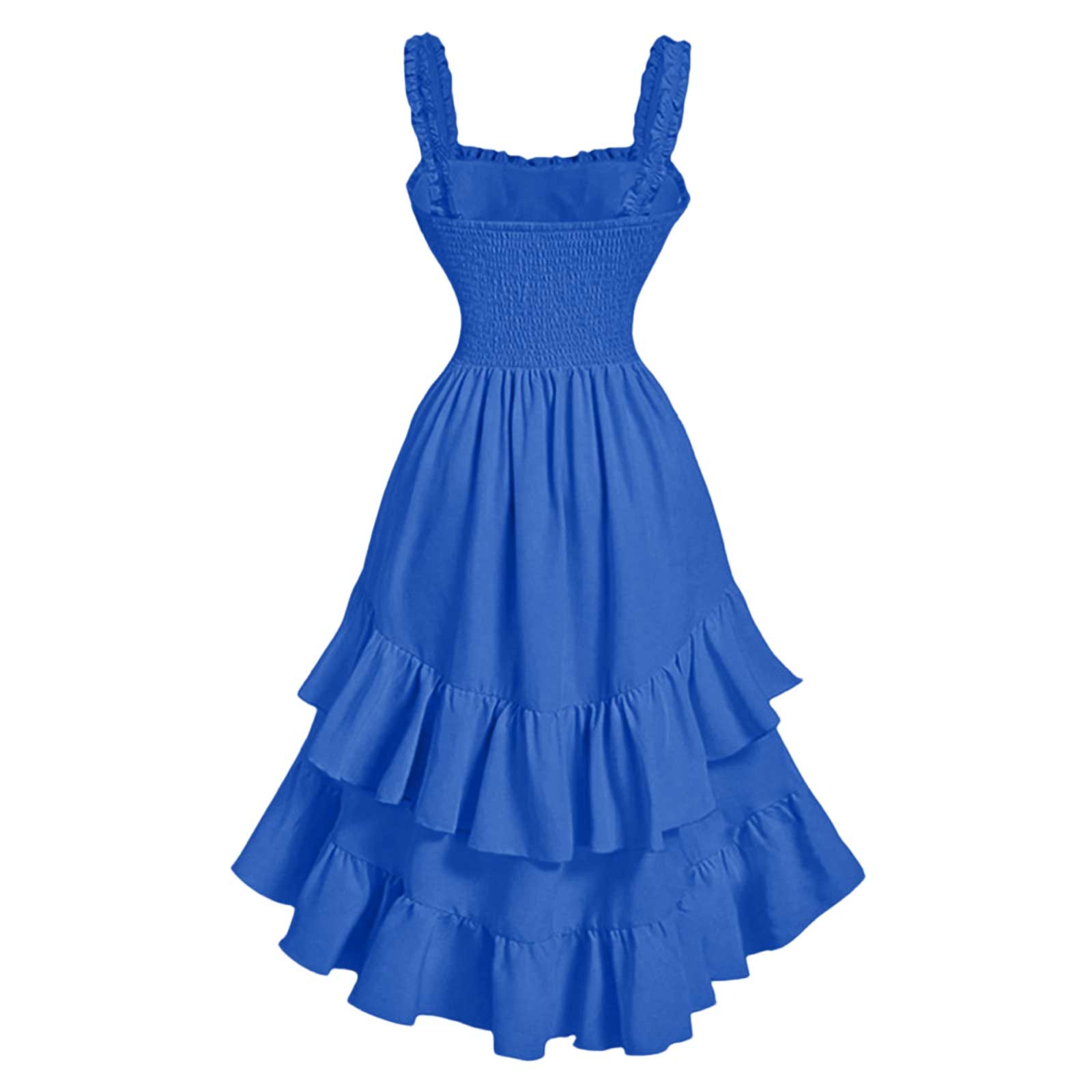 2025 Women's Sleeveless Midi Dress Square Neck Ruffle Tiered Flowy A Line Casual Dresses Solid Color Fall Clothes