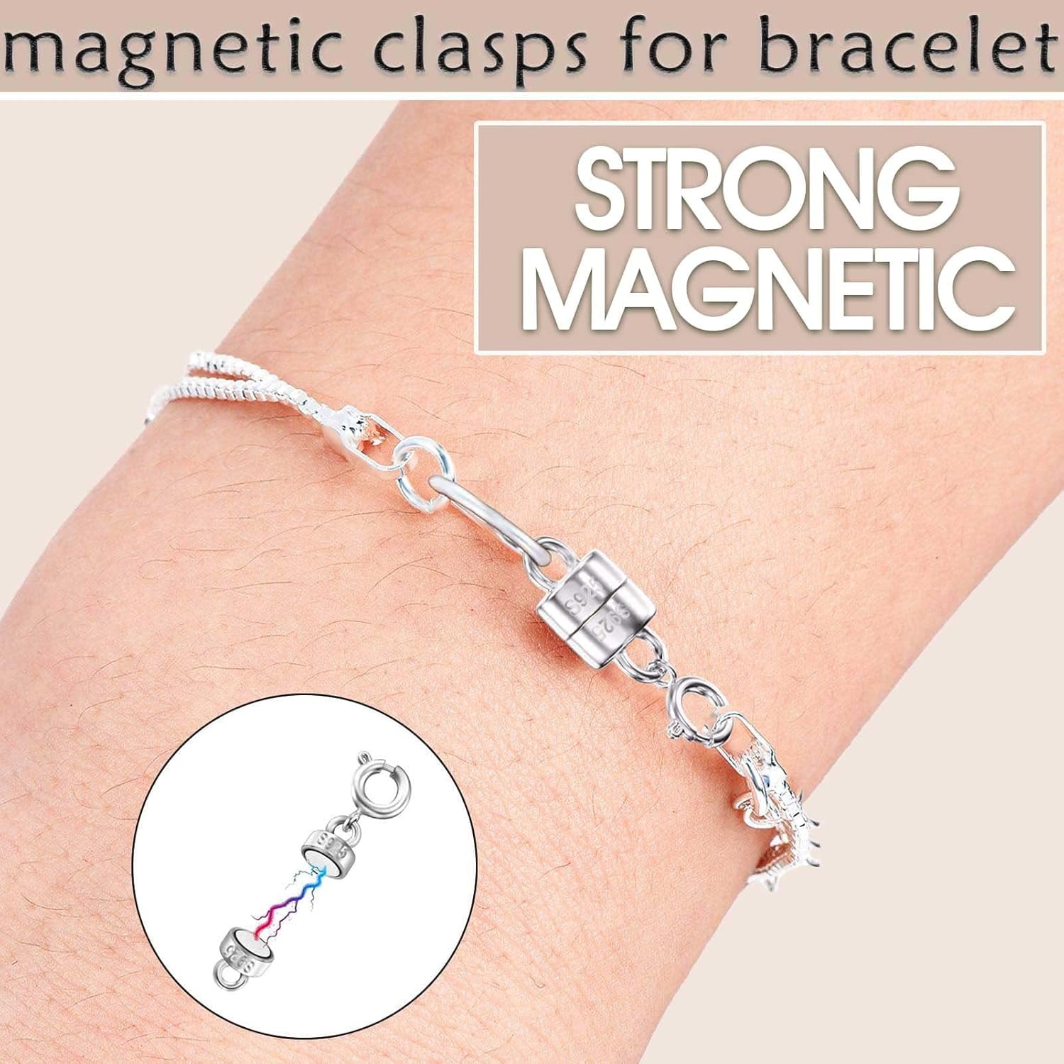 925 Sterling Silver Magnetic Necklace Clasps and Closures,Gold and Silver Magnetic Clasp Converter for Jewelry Making Supplies,Chain Extender Connector for Small Necklace Bracelet