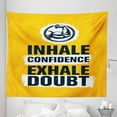 thumbnail image 1 of Inhale Exhale Tapestry, Motivation Words with Muscle Arms Sports Confidence Activity, Fabric Wall Hanging Decor for Bedroom Living Room Dorm, 5 Sizes, Earth Yellow Indigo, by Ambesonne, 1 of 1