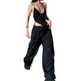 thumbnail image 2 of Women Baggy Cargo Pants Aesthetic Low Waist Wide Leg Hip Hop Jogger Loose Drawstring Harajuku Streetwear Sweatpants, 2 of 5