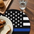 thumbnail image 3 of Thin Red Blue White Line Round Placemats Set of 6 for Dinning Tables,Heat-proof Braided Table Mats 15 Inch,American Flag Star Washable Place Mat for Kitchen Restaurant Party Decor Table Setting, 3 of 9
