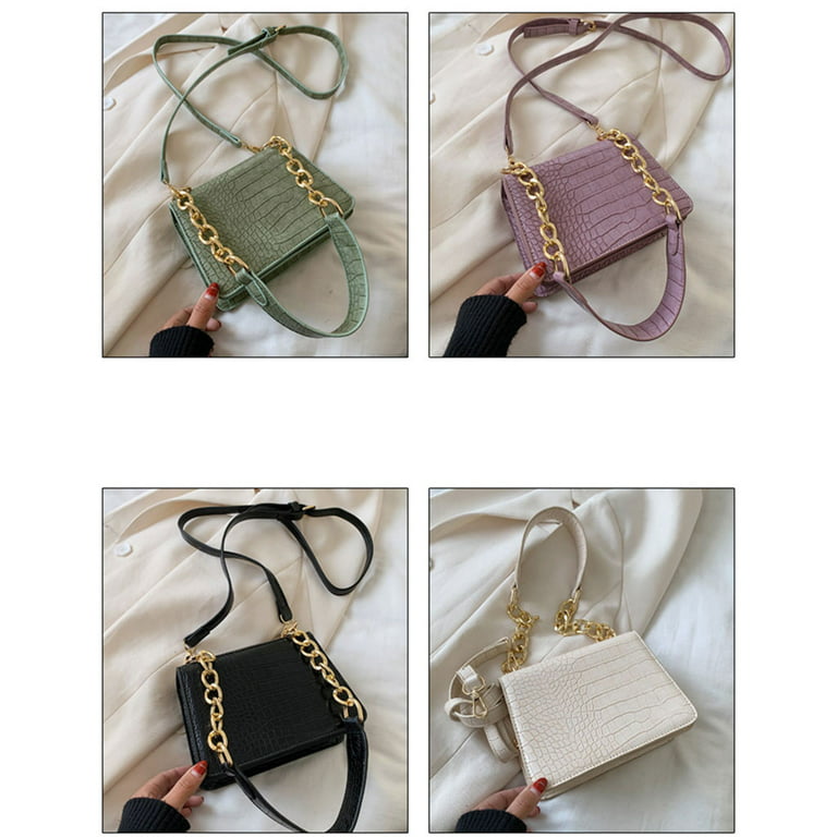 Women Small Square Crossbody Bag Leather Shoulder Bags Chain