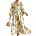 thumbnail image 2 of OUSITAID Robes Boho Élégantes à Manches Longues Imprimé Floral Col en V Automne Décontracté Plage Fête Robe Fluide, 2 of 7