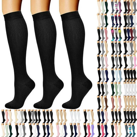 lcziwo Compression Socks for Women & Men (3 pairs) Support for Nurses, Running, Hiking, Recovery & Flight Socks, Black, L/XL