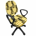 thumbnail image 1 of Grunge Office Chair Slipcover, Retro Striped Background Pineapple Vintage Hippie Graphic, Protective Stretch Decorative Fabric Cover, Standard Size, Black and Earth Yellow, by Ambesonne, 1 of 5