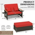 thumbnail image 2 of Costway Patio Rattan Daybed Set with Cushioned Loveseat & Storage Ottoman for Porch Red, 2 of 10