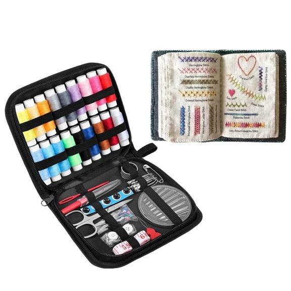 2026 New Embroidery Stitch Book, Portable Sewing & Hand Embroidery Kit, Cross Stitch Kits, DIY Needlepoint Starter Set with Complete Toolkit & Instructional Tutorial for Adults & Beginners(1 Set)
