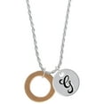 thumbnail image 1 of Delight Jewelry Acrylic 7/8" Ring Goldtone Silvertone Script Initial Disc - G - Charm Necklace, 20"+3", 1 of 4