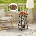 thumbnail image 5 of Side Table,Small Round End Table with Lower Shelf for Small Spaces,Round Bedside Nightstand Table with Metal Frame,Couch Sofa Coffee Tea Table,Retro Accent Drink Table for Living Room Bedroom Balcony, 5 of 7