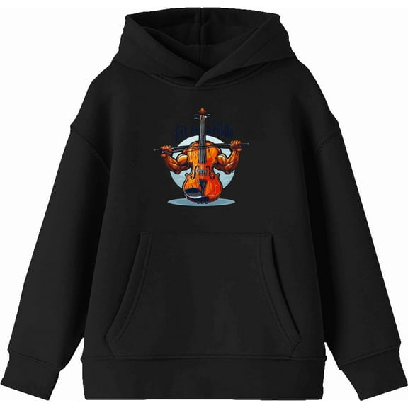 Fit as a Fiddle Violin Youth Black Long Sleeve Hoodie-XL