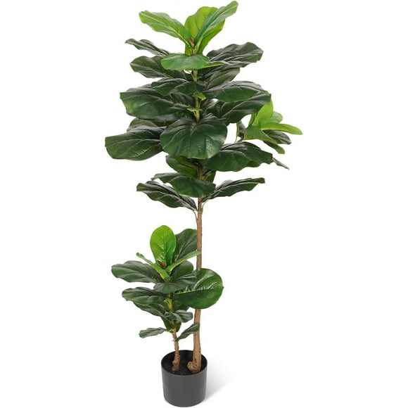 Fiddle Leaf Fig Tree 6ft Tall Artificial Tree in Plastic Pot Fake Ficus Plants with 184 Decorative Fiddle Leaves Faux Fig Trees for Home Office Living Room Decor Indoor Outdoor