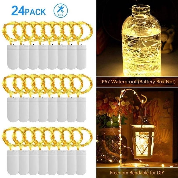 Guirnalda de luces LED Dicasser (1/10/24 unidades, funciona con pilas, 10 luces LED de 1 m, impermeable, alambre de cobre plateado, luces LED para fiestas, bodas, tarros de cristal, manualidades,
