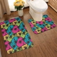 thumbnail image 2 of Honeii Hawaii Palms Pattern Bathroom Anti-Skid Pad Bathroom Mat Vintage Seamless Pattern Not-Slip Toilet Rug Set, 2 of 6