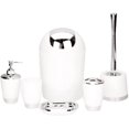 thumbnail image 1 of Juego de 6 accesorios de baño que incluye dispensador de jabón, escobilla de baño y portaescobillas blanco, 1 of 5