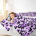 thumbnail image 4 of jejeloiu Cheetah Bowtie Queen Comforter Set,Purple Leopard Print Bedding Comforter Set For Adults Reversible 3-Piece, 4 of 8