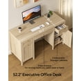 thumbnail image 5 of Joyyskill 52" Executive Desk with Storage Drawer, Farmhouse Home Office Desk with Storage Cabinet Wood Computer Writing Desk, Light Oak, 5 of 7