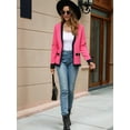 thumbnail image 6 of Women's Open Front Cardigan Sweaters with Trim, Long Sleeve Knit Cardigan Casual for Fall and Winter Rose Red L, 6 of 8