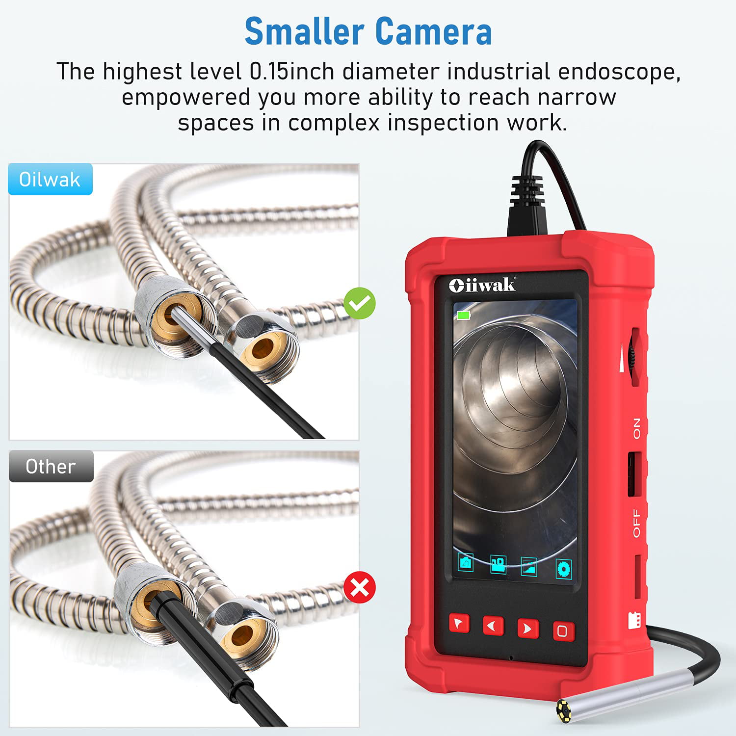 4.3'' 11.5FT Industrial Endoscope 1080p 3.9mm Borescope Inspection Snake Camera 