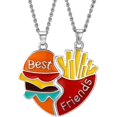 thumbnail image 1 of Collar con colgante de amistad de 2 piezas para mujer, collar con colgante de mejor amiga para siempre, divertido collar con hamburguesa y papas fritas, joyería para adolescentes, cumpleaños., 1 of 3