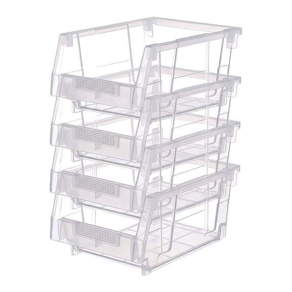 Stackable Storage Bin Medium Plastic Open Front, kitchen organization and storage for Organizing Snack, Cans, Office Supplies, and Coffee Pods, 4pc
