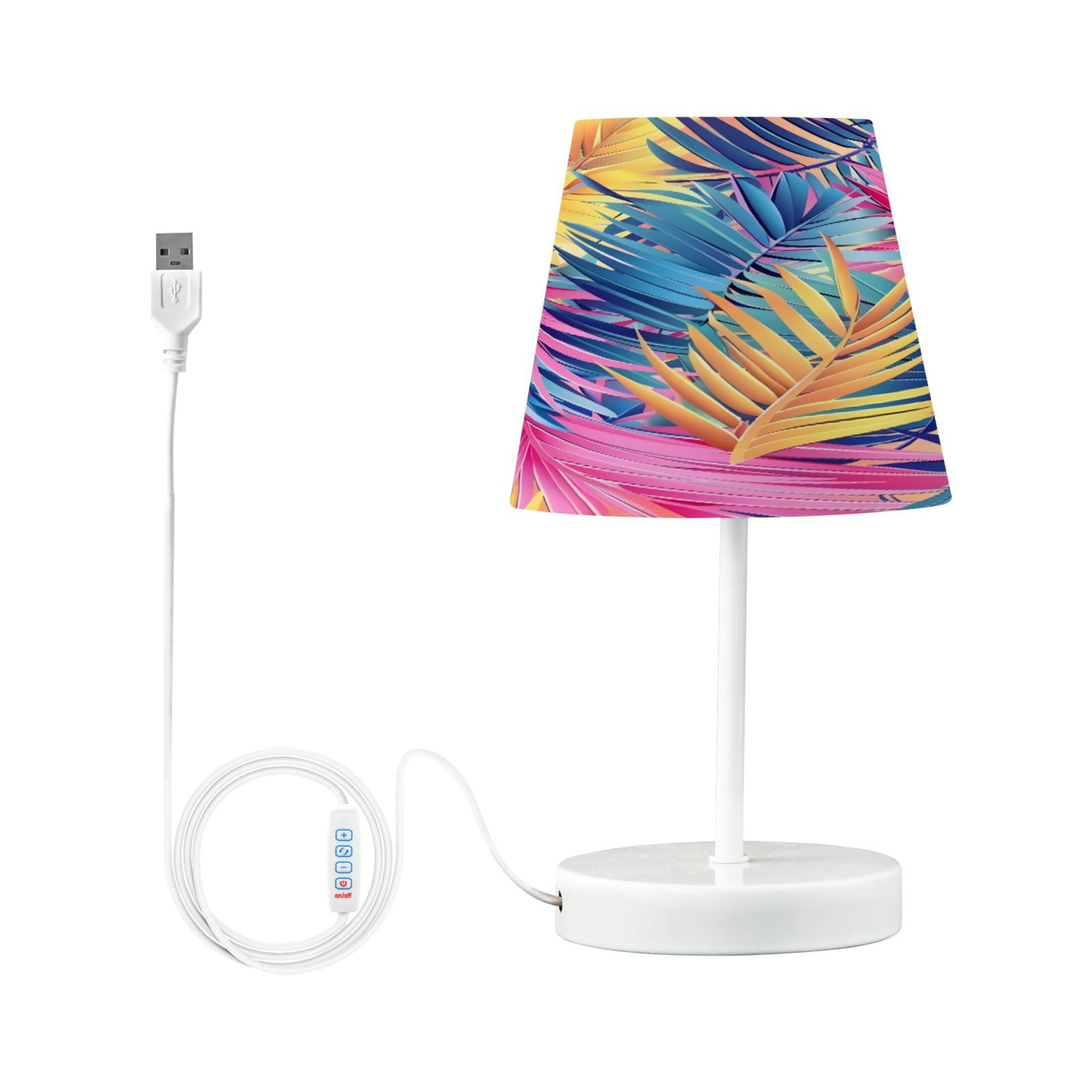 Colorful Tropical Palm Leaves Desk Lamp LED Table Nightstand Lamps with 3 Color Temperatures for Home Bedroom Living Room Decor 8x12