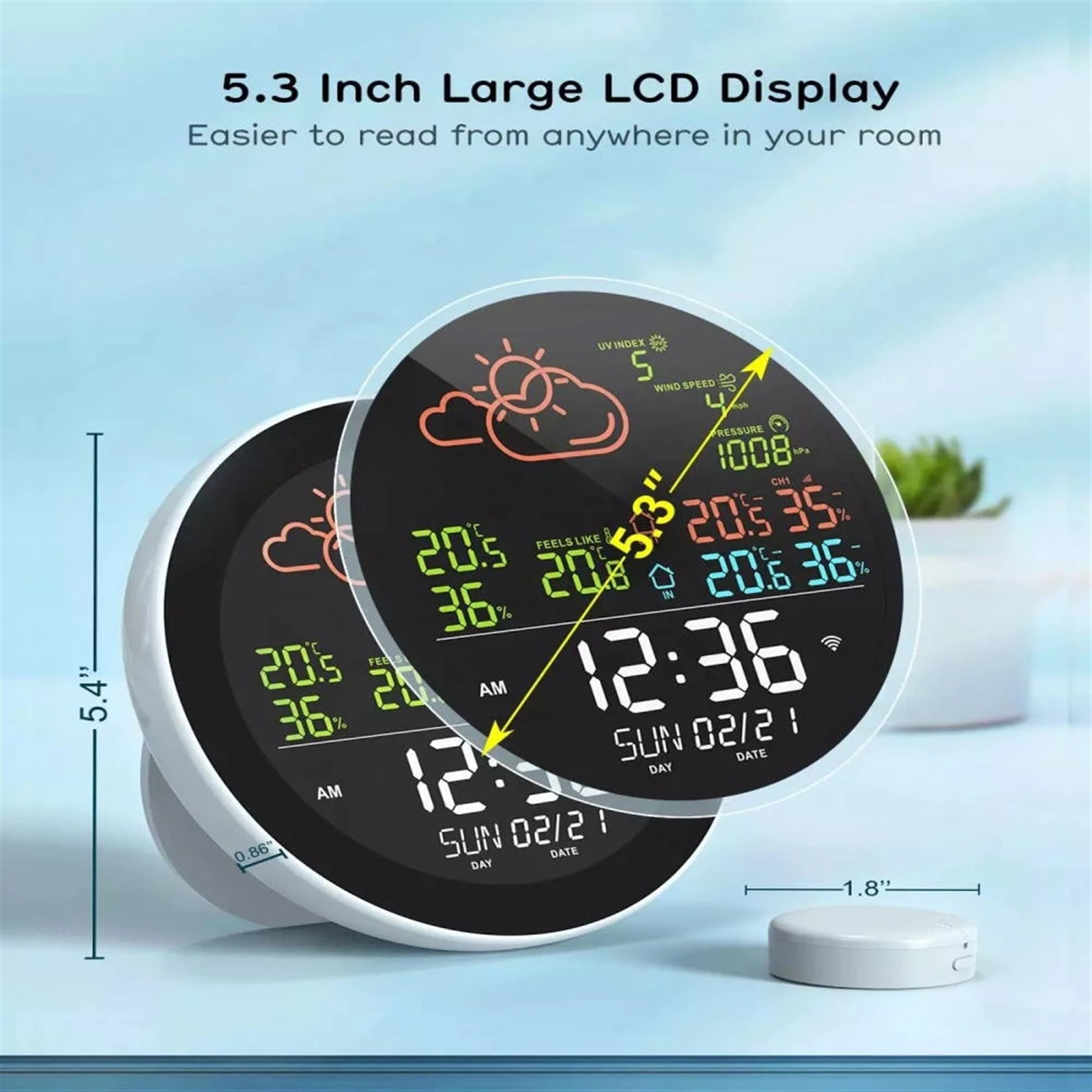 Outdoor Indoor Weather Station Thermometer Hygrometer Weather Forecast Table Clock with Outdoor Sensor ,High Precision