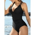 thumbnail image 6 of Asoul Women's Strappy V Neck One Piece Swimsuits Tummy Control Side Ruched Bathing Suits Criss Cross Monokini Swimwear, 6 of 8