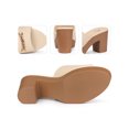 thumbnail image 2 of BLISSFUL STEP Open Toe Platform Block Heel Slides Sandals for Women Beige 8, 2 of 7