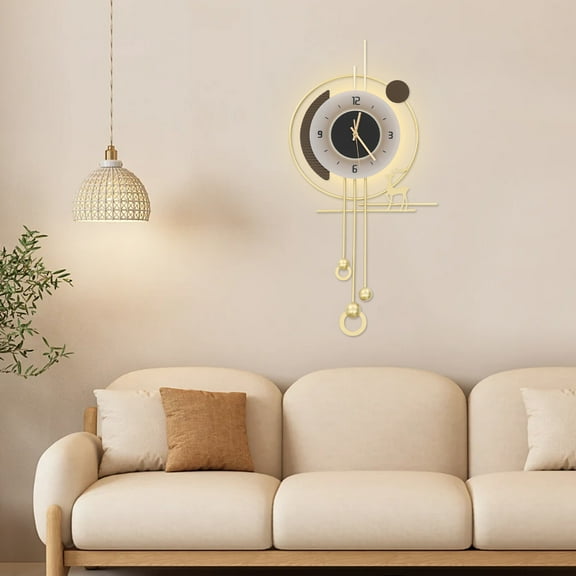 Modern Wall Clock, LED Lighting Wall Clock, Large Gold Decorative Wall Clock