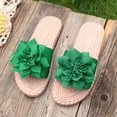 thumbnail image 4 of KIJBLAE Women's Round Toe One Band Soft Sole Slide Slippers, Wide Width Indoor Outdoor Non Slip Casual Summer Beach Slides Green 37, 4 of 9