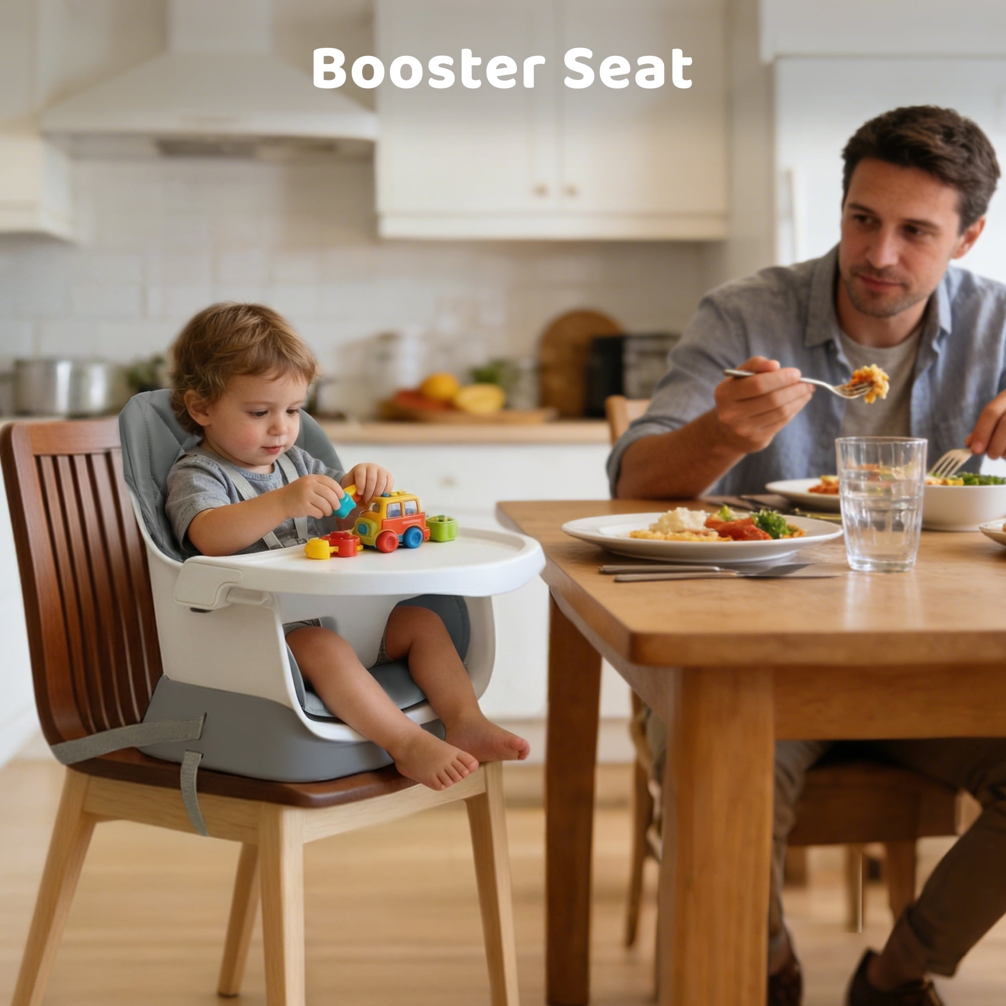 AILEEKISS 15-in-1 Baby High Chair, Toddler Dining Booster Seat with Activity Center, Grey