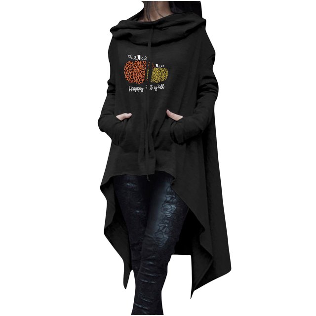 Hauts à Capuche pour Femmes Automne Citrouille Graphique Chandails en Molleton à Capuche Pulls Manches Longues avec Poche