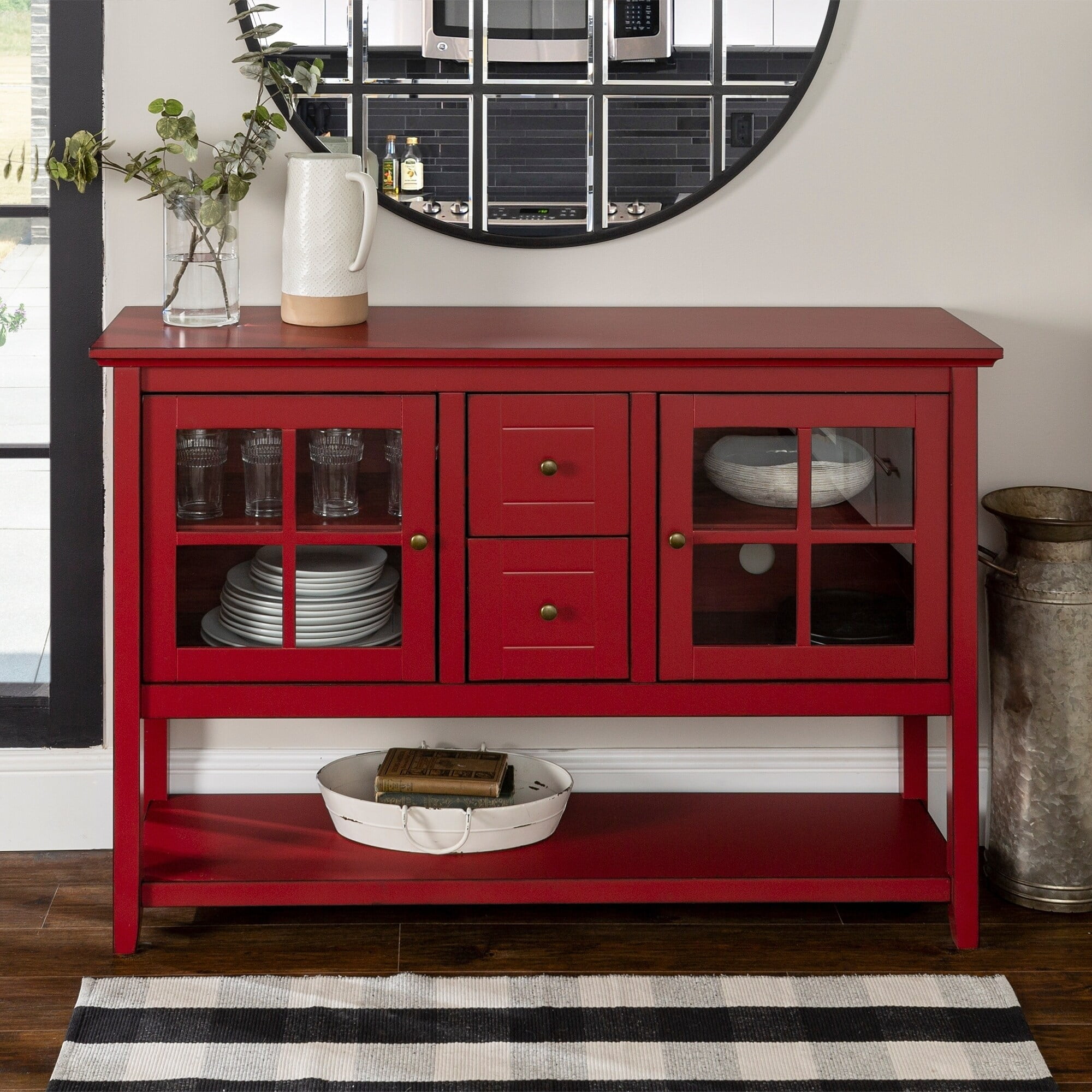 Middlebrook Designs 52 TV Console Buffet Cabinet Antique Red 52 x 16 x 35h