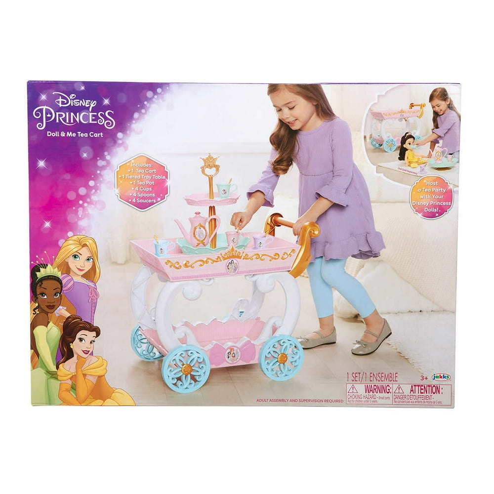Disney Princess Doll and Me Tea Cart with 15 Pieces