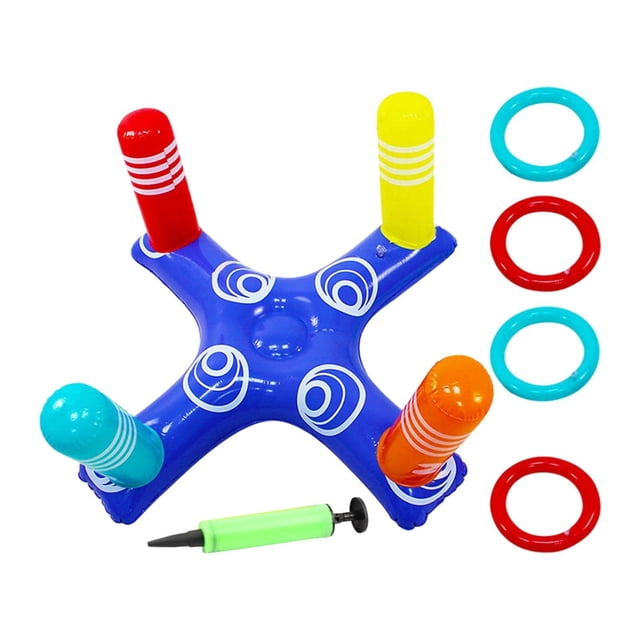 Lanzamiento de aros en piscina inflable,Juego de lanzamiento cruzado de billar multijugador con 4 anillos,Juego de fiesta con aro inflable para lanzar juguetes,Juego de lanzamiento inflable de