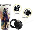 thumbnail image 4 of 30oz Horse Tumbler With Handle and Straw - Insulated Leak Proof Travel Coffee Mug, Reusable Stainless Steel for Horse Lovers, Gifts for Women, Yellow Black, 4 of 6