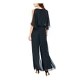 thumbnail image 2 of MSK Womens Navy Embellished Belted Cold Shoulder Blouson Sheer Jewel Neck Evening Wide Leg Jumpsuit L, 2 of 4