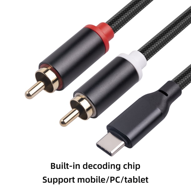 USB C To 2 RCA Audio Cable, 6.6 Ft Type-C To RCA Male To Male Y RCA Splitter, 2RCA Jack USB-C Audio Cable For Phone,Tablet, Home Theater, DVD, Amplifier, Speaker, Car