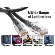 Cable Leader 1ft Cat6 Ethernet Patch Cable with Clear Boot, UTP, Pure Bare Copper, Black