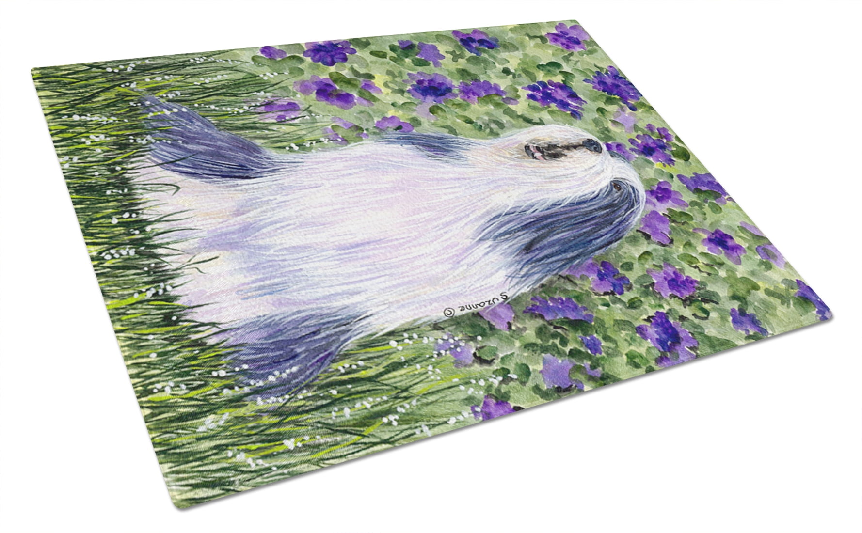 Carolines Treasures SS4186LCB Bearded Collie Glass Cutting Board Large Multicolor