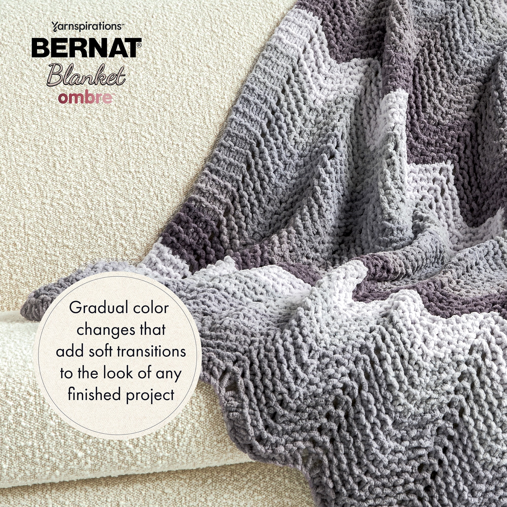Bernat® Blanket Ombre™ #6 Super Bulky Polyester Yarn, Charcoal Ombre 10.5oz/300g, 220 Yards (4 Pack)