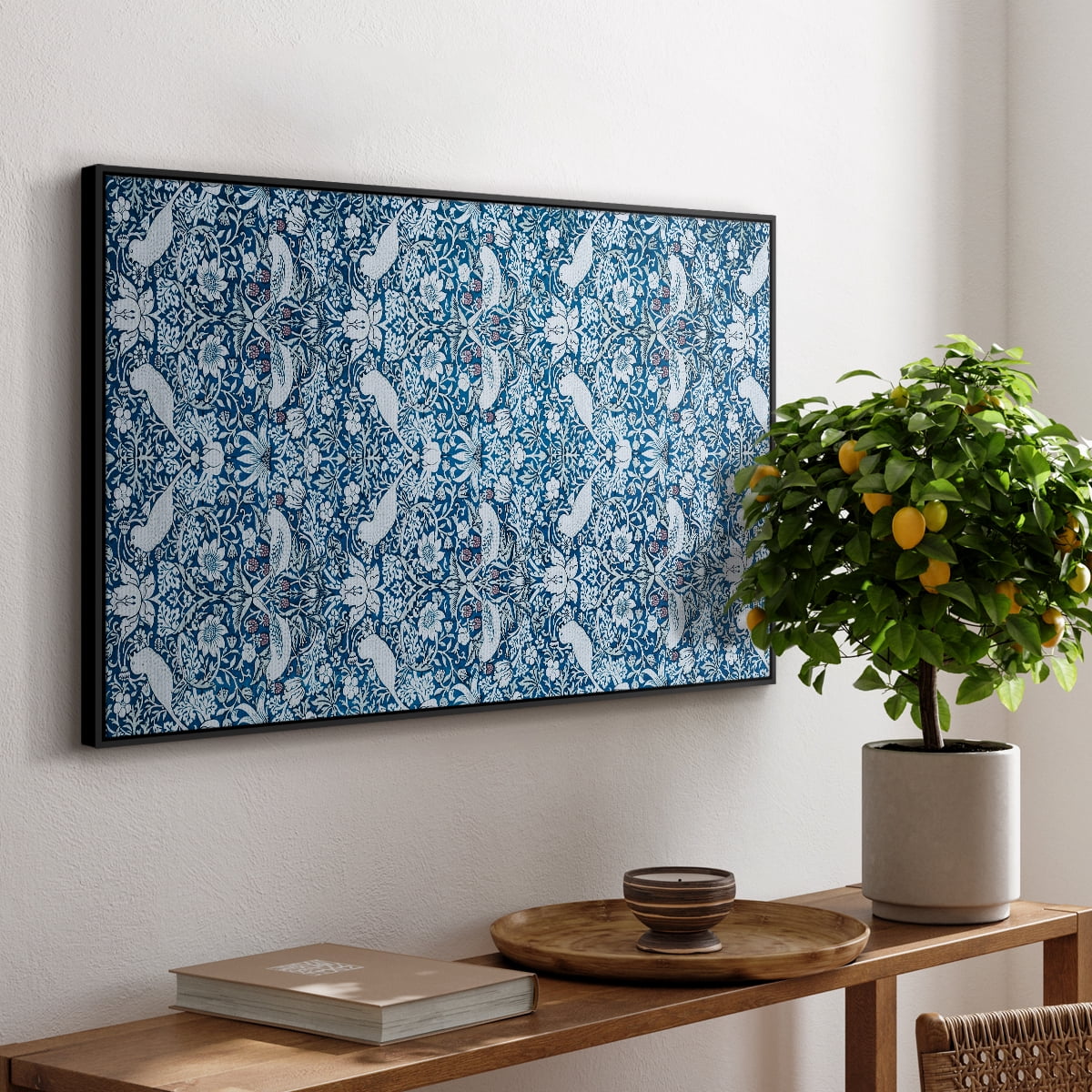 Vintage Abstract Print-LIX Framed in Black Wood Gallery Wrapped Canvas 27 in. x 41 in.