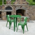 thumbnail image 2 of Flash Furniture Napoleon Commercial Grade 24" Round Green Metal Indoor-Outdoor Table Set with 2 Arm Chairs, 2 of 5