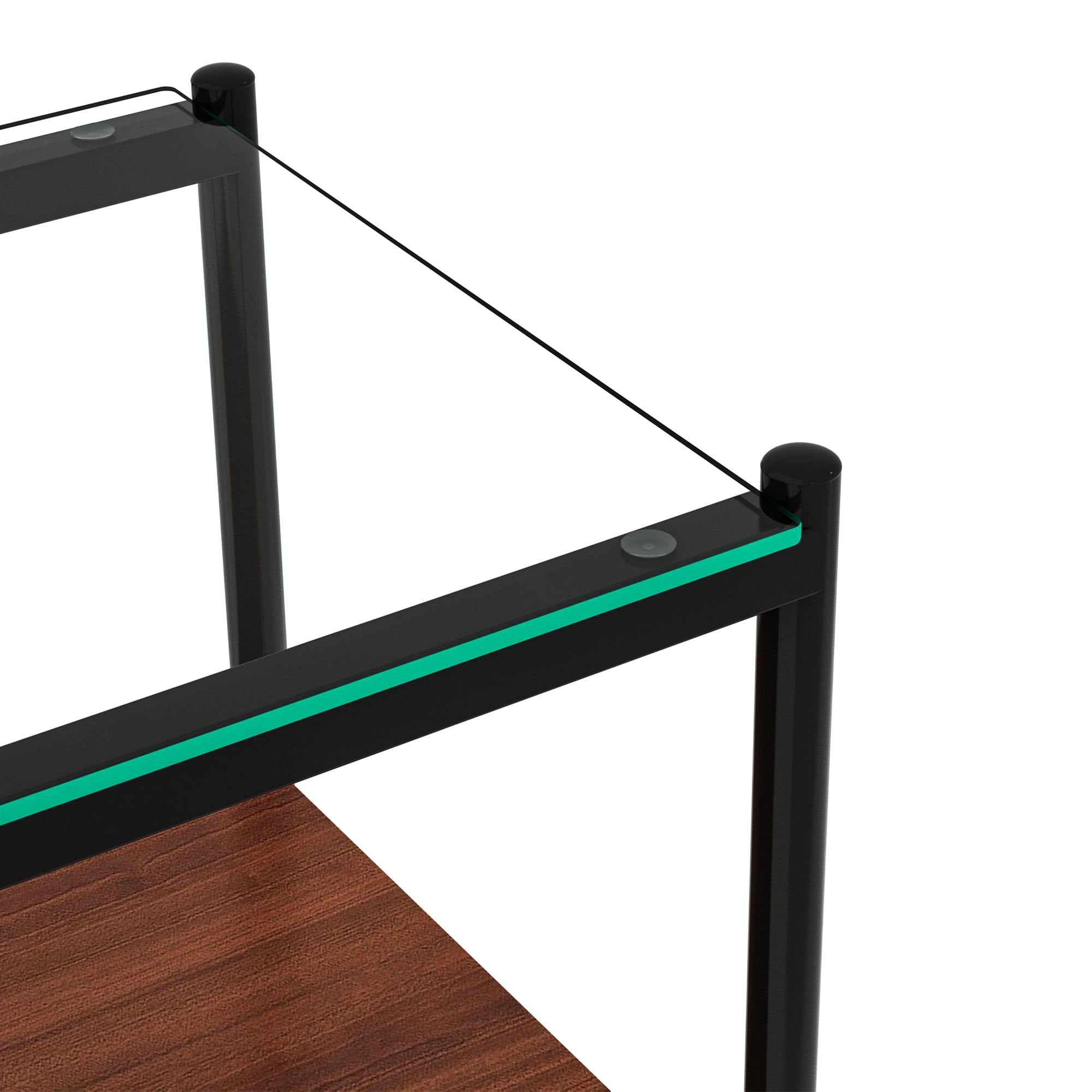 MAYEERTY Set of 2 Rectangle End Tables with Transparent Tempered Glass & MDF Layer