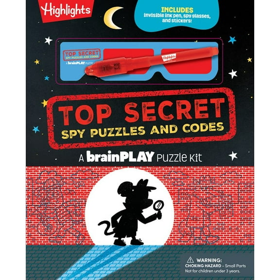 BrainPLAY Top Secret Spy Puzzles and Codes: Puzzle Book Packed with Brain Teasers and Hidden Pictures Challenges for Kids 7 and Up (Hardcover)